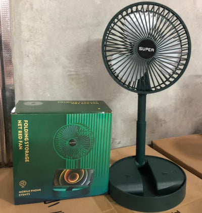 Portable USB Rechargeable Telescopic Fan: Foldable Stand