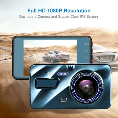 HD 1080P Car Dual Lens Dash Cam 4" DVR Recorder Front & Rear Camera Night Vision