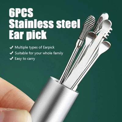 6pcs/set Stainless Steel Ear Picking