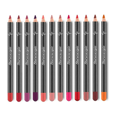 12Pcs Women Waterproof Lipstick Long Lasting Matte Lip Liner Pencil Lip Pen Set