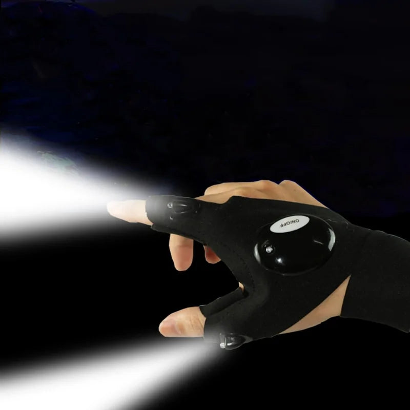 Fingerless LED Flashlight Glove for Outdoor Activities