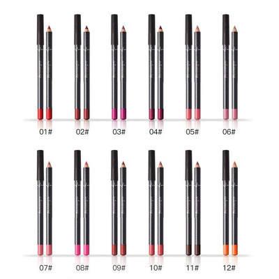 12Pcs Women Waterproof Lipstick Long Lasting Matte Lip Liner Pencil Lip Pen Set