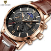 2023 New Mens Watches LIGE Top Brand Luxury Leather Casual Quartz