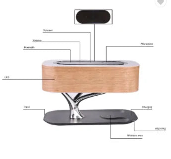 Tree Table Lamp with Wireless Charger and Bluetooth Speaker