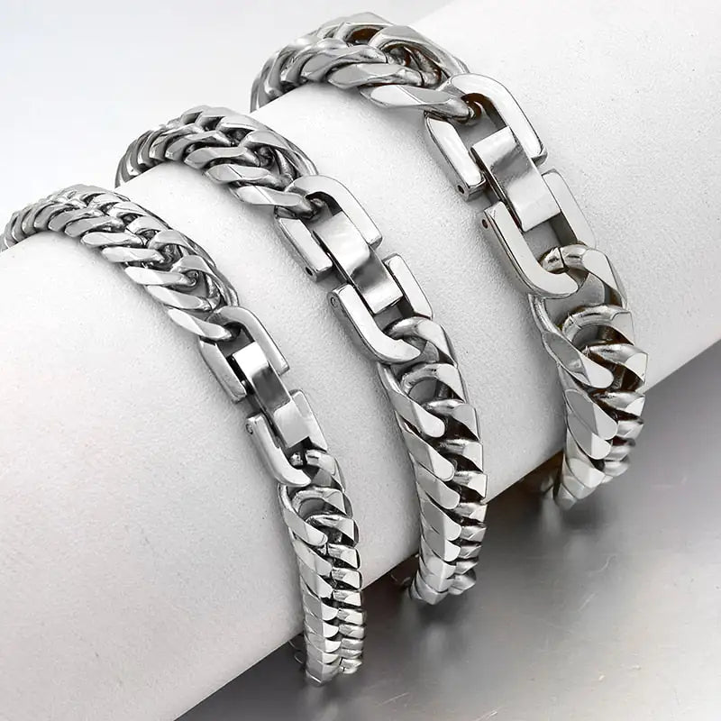 Stainless Steel Curb Dome Link Wristband Jewelry