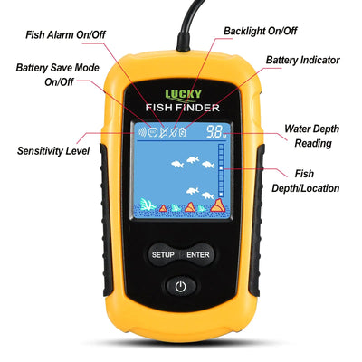 Portable Sonar Fish Finder FFC1108-1: 100M Range, Ideal for Lake and Sea Fishing