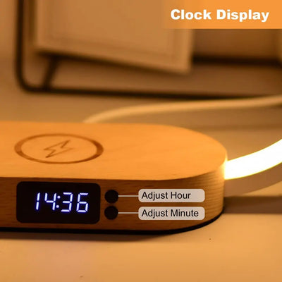 Versatile Wooden Lamp with Wireless Charger