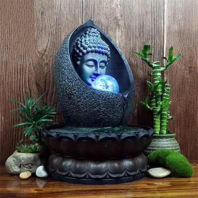 Indoor Running Water Fountains Handmade Buddha Statue